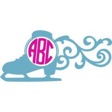 ice skate flourish monogram