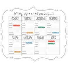 weekly meal and fitness planner