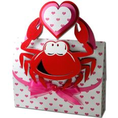 crab valentine handled box