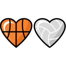 basketball and volleyball hearts set