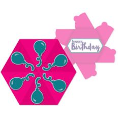 balloon hex-flap card