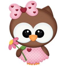 girl owl with flower
