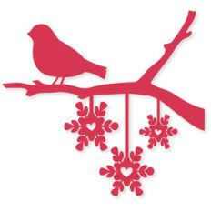 dangling snowflake heart bird branch