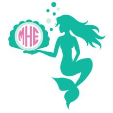 mermaid and shell monogram frame