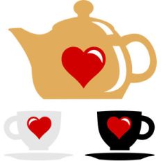 teapot and cups hearts