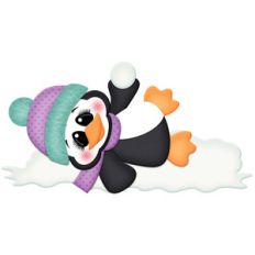 penguin playing in snow