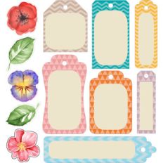 tags and flowers stickers