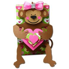 monkey holding hearts box
