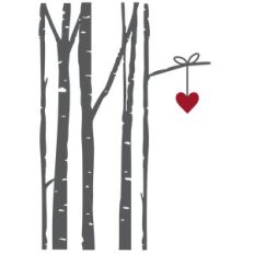 birch trees hanging heart