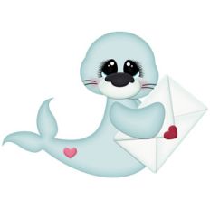 seal holding valentine letter