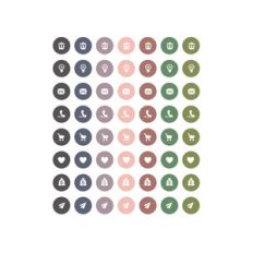 rose, slate and moss icon planner stickers