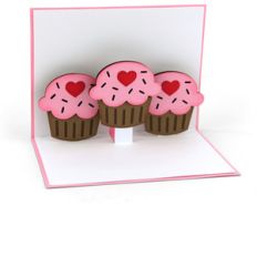 pop up card 3 cupcakes