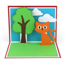 a2 cat + tree pop up card