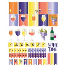 wine-themed planning stickers
