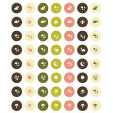 moss, blush, and cream weather icon set
