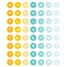 sunshine yellow and aqua weather planner sticker icon set