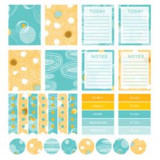 yellow and teal modern abstract planner stickers- eclp