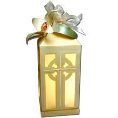 cross lantern with lily (flameless)