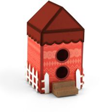 3d birdhouse with picket fence