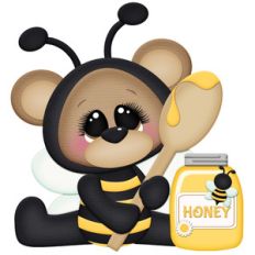 bee with honey and spoon