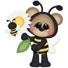 bear bee holding flower