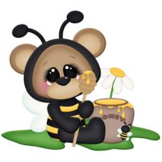 bee bear eating honey