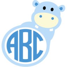 baby hippo monogram