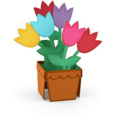 box card pot of tulips