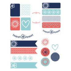 flowers and hearts planner stickers