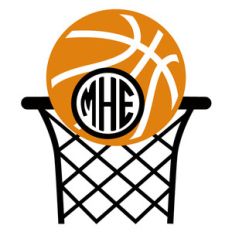 basketball and net monogram frame