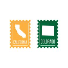 state postage stamp california colorado
