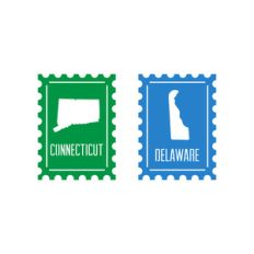 connecticut deleware postage stamp