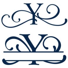 split and full flourish monogram - y