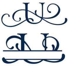 split and full flourish monogram - u