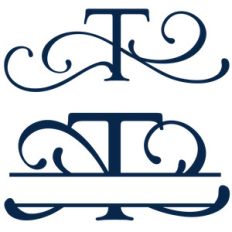 split and full flourish monogram - t