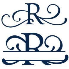 split and full flourish monogram - r