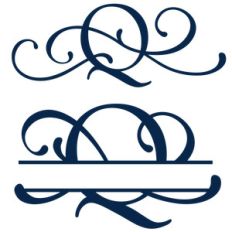 split and full flourish monogram - q