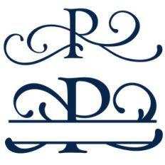 split and full flourish monogram - p