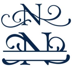 split and full flourish monogram - n