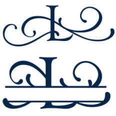 split and full flourish monogram - l