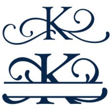 split and full flourish monogram - k