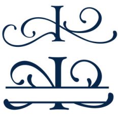split and full flourish monogram - i