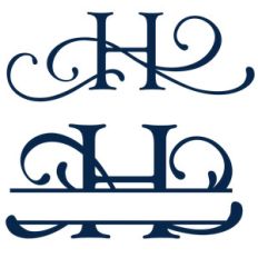 split and full flourish monogram - h