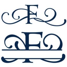 split and full flourish monogram - f