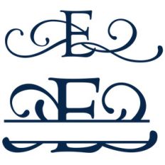 split and full flourish monogram - e