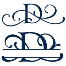 split and full flourish monogram - d
