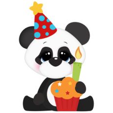 birthday panda bear with cupcake