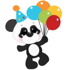 birthday panda bear with balloons