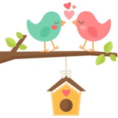 birds with birdhouse