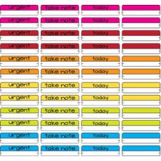 rainbow urgent planner tabs